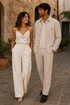 Men's Corduroy Shirt and Pants Walking Suit in Winter Cotton Fabric Casual in Color Shell Tan Sand Natural leisure Style