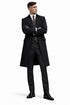 Mens Costume Thomas Shelby Vested Suit & Black Overcoat