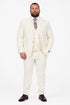 Men's Off White Statement Ticket Pocket Peak Lapel Wool Double Breasted Vest Suit with Gold Buttons – Modern Fit