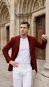 Mens Crimson Red Blazer – Classic Two-Button Wedding, Church, Business & Smart-Casual Sport Coat