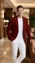 Mens Crimson Red Blazer – Classic Two-Button Wedding, Church, Business & Smart-Casual Sport Coat