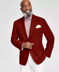 Mens Crimson Red Blazer – Classic Two-Button Wedding, Church, Business & Smart-Casual Sport Coat
