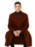 Mens Dark Brown full length wool overcoat -Full length Mens Topcoat - Full length coat