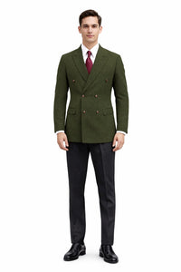 Mens Dark Green Winter Blazer - Hunter Sport Coat jacket Modern Fit 2 Buttons Style Notch