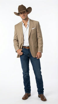 Mens Dark Tan Cowboy Western Blazer – Classic Western Style Sport Coat Casual Formal Jacket for Business Wedding Modern Fit