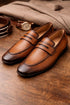 Men's Deerskin Cognac Penny Loafer By Mezlan Made In Spain Brand