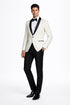 Mens Designer Ivory & Black Traditional Shawl Dinner Jacket
