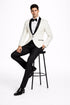 Mens Designer Ivory & Black Traditional Shawl Dinner Jacket