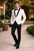 Mens Designer Ivory & Black Traditional Shawl Dinner Jacket