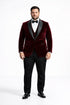 Mens Designer Velvet Dinner Jacket in Burgundy