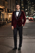 Mens Designer Velvet Dinner Jacket in Burgundy