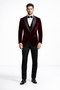 Mens Designer Velvet Dinner Jacket in Burgundy