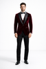 Mens Designer Velvet Dinner Jacket in Burgundy