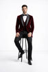 Mens Designer Velvet Dinner Jacket in Burgundy