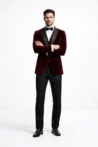 Mens Designer Velvet Dinner Jacket in Burgundy
