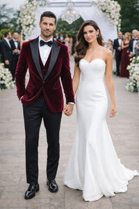 Mens Designer Velvet Dinner Jacket in Burgundy