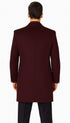 Men's  Double Breasted Burgundy ~ Wool men's Car Coat Mid Length Three quarter length coat ~ Designer men's Wool Peacoat Sale