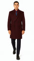 Men's  Double Breasted Burgundy ~ Wool men's Car Coat Mid Length Three quarter length coat ~ Designer men's Wool Peacoat Sale