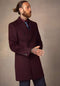 Men's  Double Breasted Burgundy ~ Wool men's Car Coat Mid Length Three quarter length coat ~ Designer men's Wool Peacoat Sale