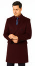 Men's  Double Breasted Burgundy ~ Wool men's Car Coat Mid Length Three quarter length coat ~ Designer men's Wool Peacoat Sale
