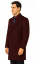 Men's  Double Breasted Burgundy ~ Wool men's Car Coat Mid Length Three quarter length coat ~ Designer men's Wool Peacoat Sale