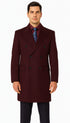 Men's  Double Breasted Burgundy ~ Wool men's Car Coat Mid Length Three quarter length coat ~ Designer men's Wool Peacoat Sale
