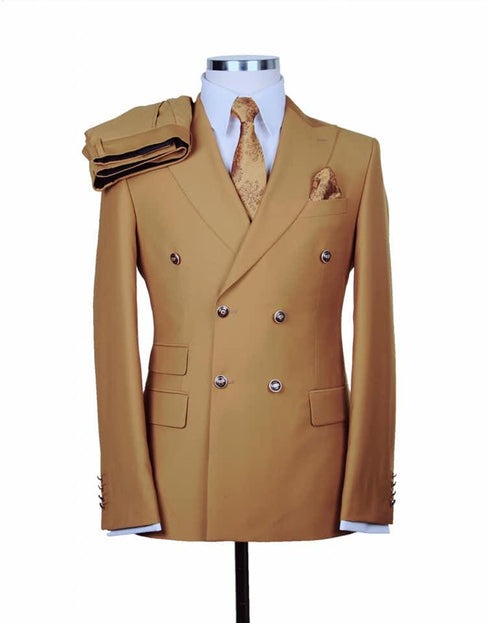 Mens Double Breasted Suit - %100 Wool Fabric - Flat Front Pants Aviator Jackets