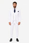 Men's White Statement Ticket Pocket Peak Lapel Wool Double Breasted Vest Suit with Gold Buttons – Modern Fit