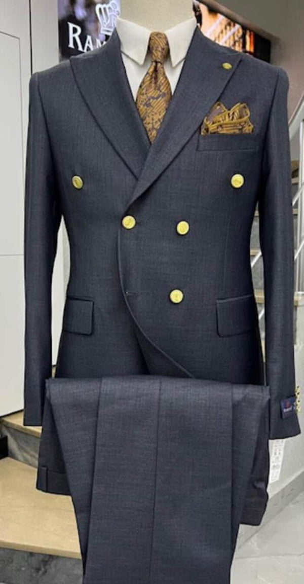 Navy Double Breasted Blazer Mens Double Breasted Suits Gold Buttons - 100 Wool Navy Blue Suit - Double Breasted Blazer