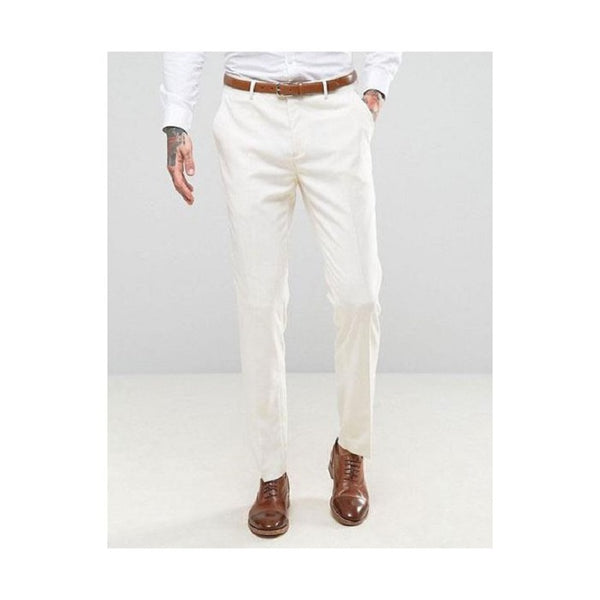 Mens Dress Pants Ivory ~ Cream Flat Front Pants Slacks