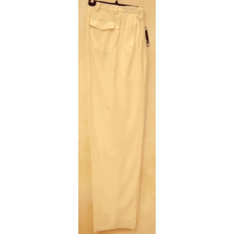 Mens Dress Pants Long Rise Big Leg Slacks Ivory Wide Leg Dress Unfinished  Bottom  OvercoatUSA