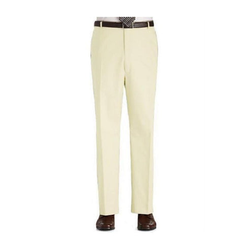 Mens Dress Pants - Party Pants Flat Front Regular Rise Slacks - Cream