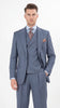Mens Dusty Blue 3 Piece Suit 100% Wool Fabric – Classic Fit Wide Leg Pleated Pants Double Breasted Vest Formal Business Church Suit By Apollo King