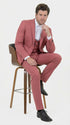 Mens Dusty Rose Three Piece Suit – Modern Formal 3PC Wedding and Prom Suit - Pink Coloe Modern Fit