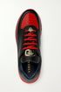 Belvedere  Flash Men's Shoes Black & Red Exotic Ostrich / Calf-skin Leather Casual Sneakers