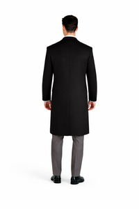 Mens Extra Long Outerwear in Black &amp; Charcoal Topcoat/Overcoat