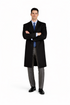 Mens Extra Long Outerwear in Black &amp; Charcoal Topcoat/Overcoat