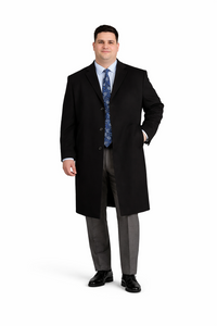Mens Extra Long Outerwear in Black &amp; Charcoal Topcoat/Overcoat