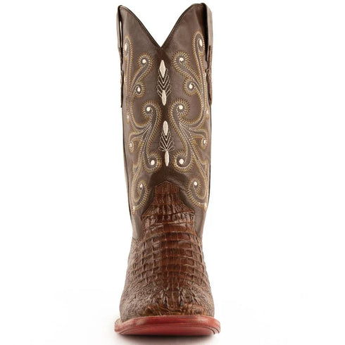 Men's Ferrini Caiman Crocodile Print Boots Handcrafted Rust 4039323