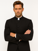 Mens Five Button Mandarin banded Black Tuxedo