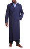 Mens Full Length Overcoat Navy Blue Wool Double Breasted Trench Coat