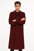 Men's Full Length Top Coat - Single Breasted - Mens Big and Tall burgundy Trench coat