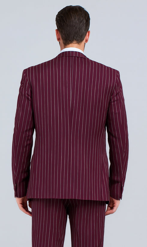 Men's Gangster Bold PinStripe Stripe Chalk Pinstripe Vested 3 Piece Fashion Suit 1920;S 30s Fashion In 10 Colors