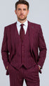 Men's Gangster Bold PinStripe Stripe Chalk Pinstripe Vested 3 Piece Fashion Suit 1920;S 30s Fashion In 10 Colors