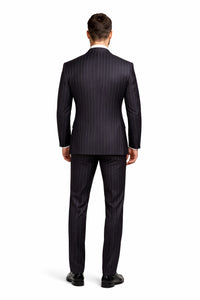 Mens Gangster Pinstripe 2 Button Double Breasted Vest Suit in Black Or Charcoal Grey