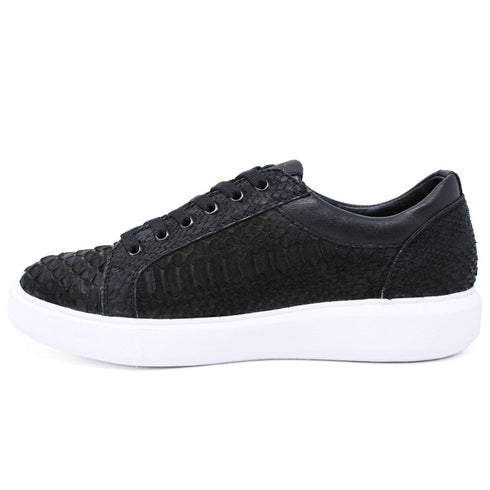 Men's Genuine Full Python Skin Sneakers - Black