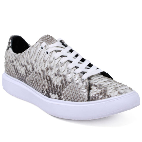 Men's Genuine Full Python Skin Sneakers - Natural