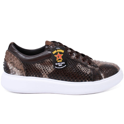 Men's Genuine Full Python Skin Sneakers - Rustic Brown