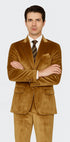 Men’s Gold Velvet Peak Lapel Suit – 2-Piece Skinny Fit Formalwear by Tazzio