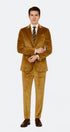 Men’s Gold Velvet Peak Lapel Suit – 2-Piece Skinny Fit Formalwear by Tazzio
